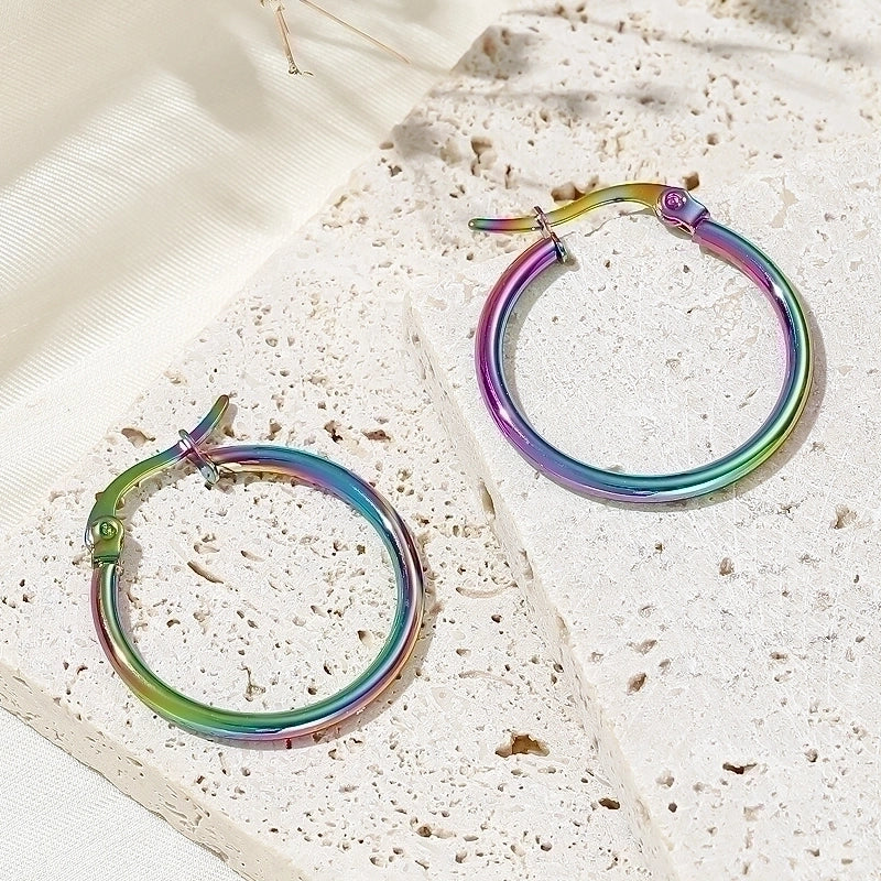 1 Pair Minimalist Artistic Round Plating 304 Stainless Steel Earrings