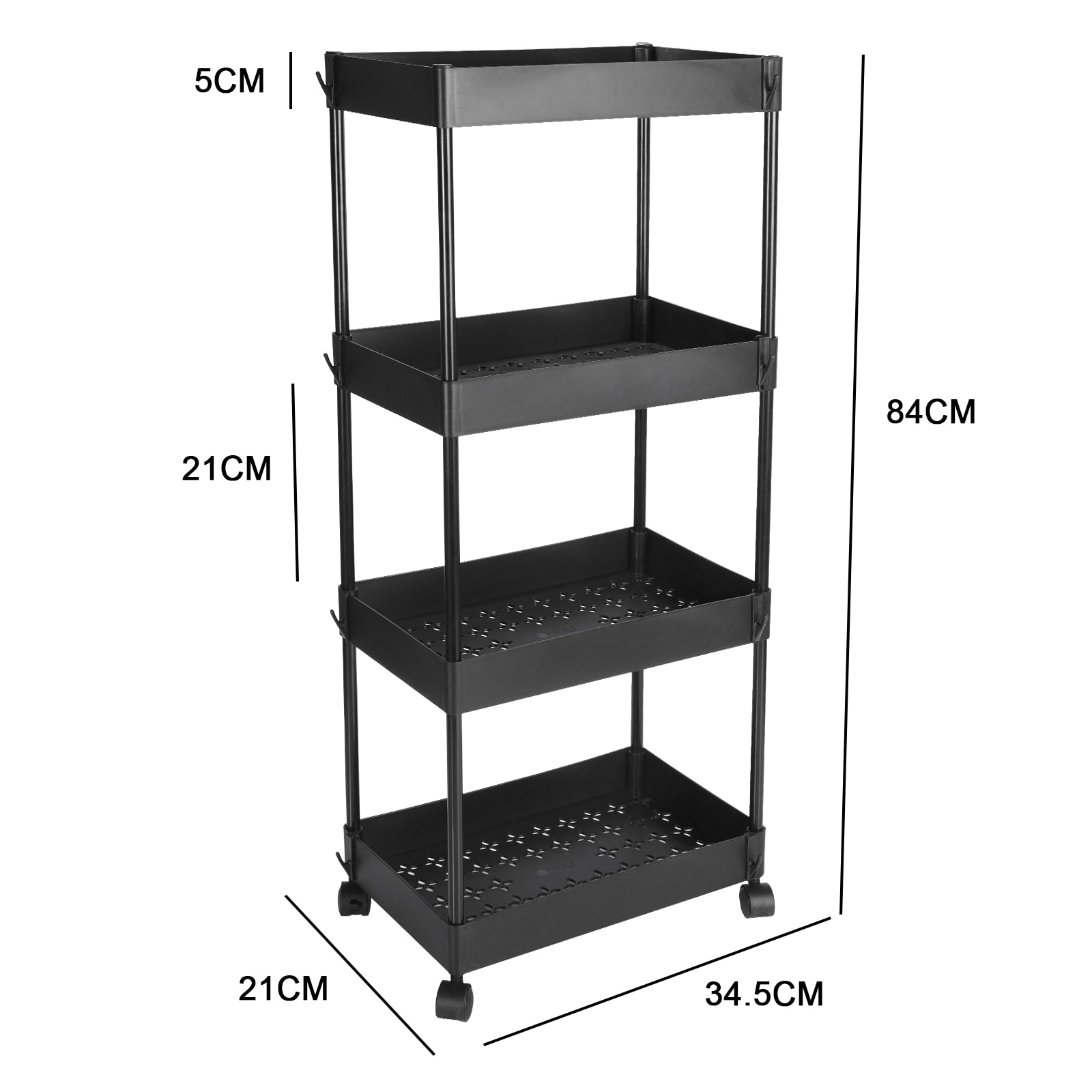 4 Tier Rolling Storage Organizer Mobile Utility Cart with Wheel