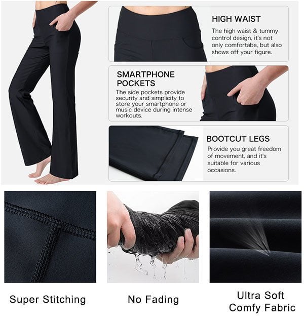 Women's High Waist Yoga Pants Bootcut Flare Leg Tummy Control  Quick Dry