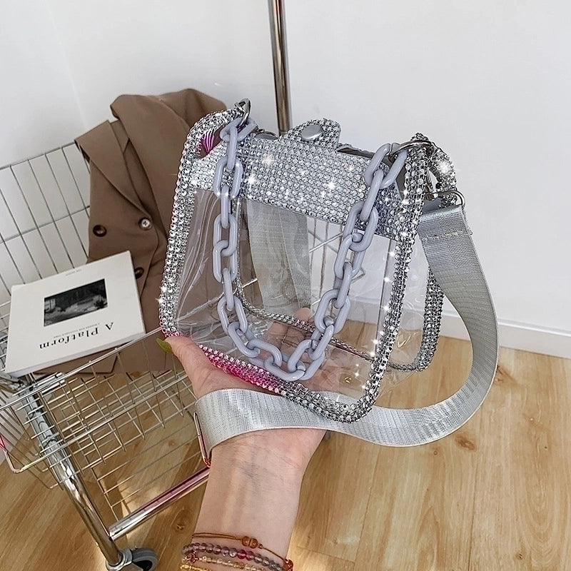 Women's Medium PVC Solid Color Basic Magnetic Buckle Shoulder Bag