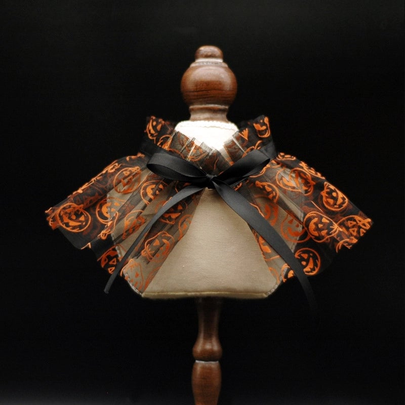 Cat Dog Halloween Cloak Collar Pumpkin Pattern Shawl Pet Decorations