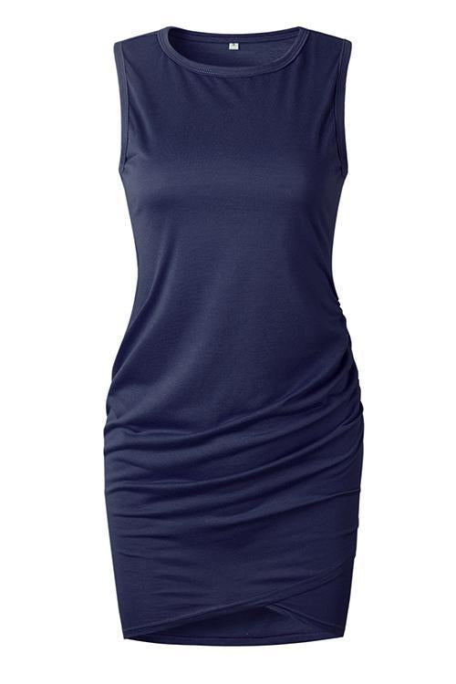 Asymmetry Ruched Sheath Mini Dress7 colors