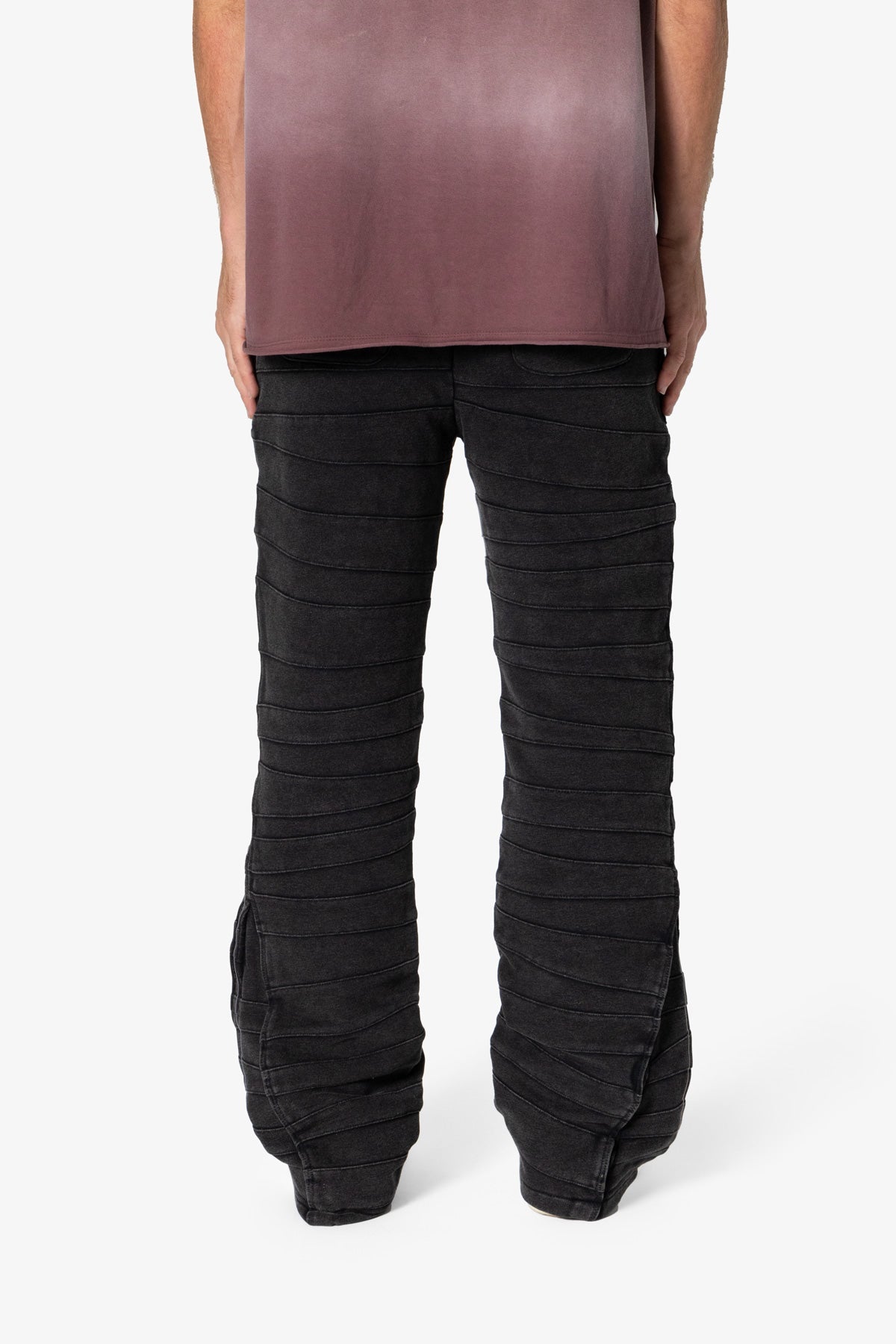 Crease Panel Sweatpants - Washed Black