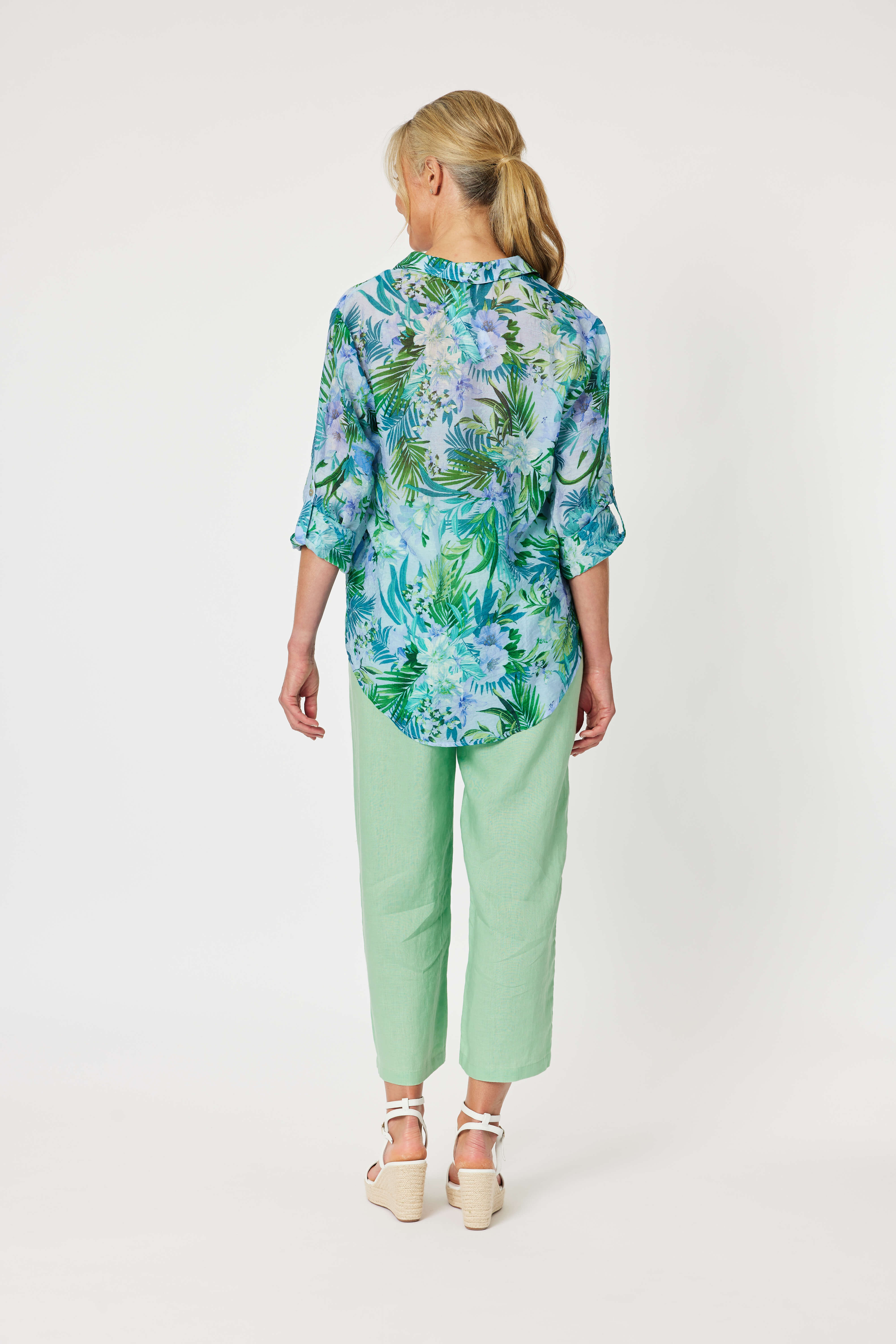 Lara Linen Wide leg Pant - Mint