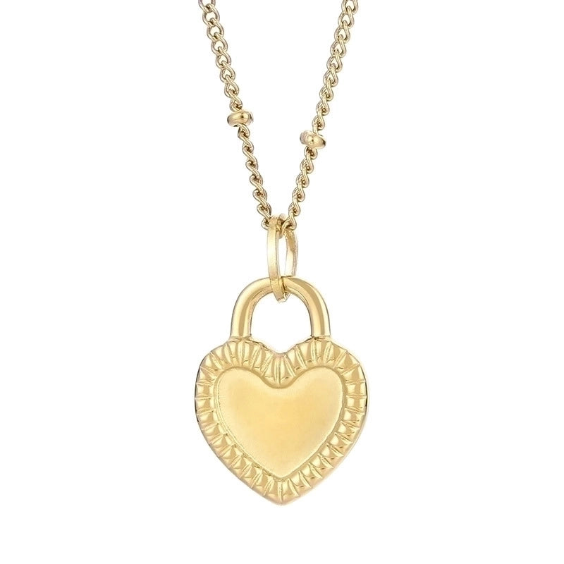 Minimalist Heart Shape Titanium Steel Resin 18K Gold Plated Inlay Pendant Necklace