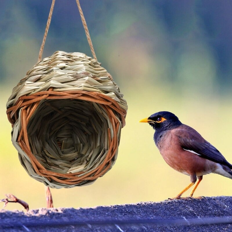 Handmade Birdhouse Straw Nest