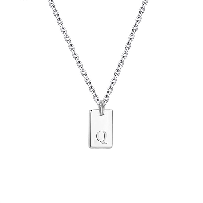Titanium Steel Minimalist Letter Rectangle Plating Pendant Necklace