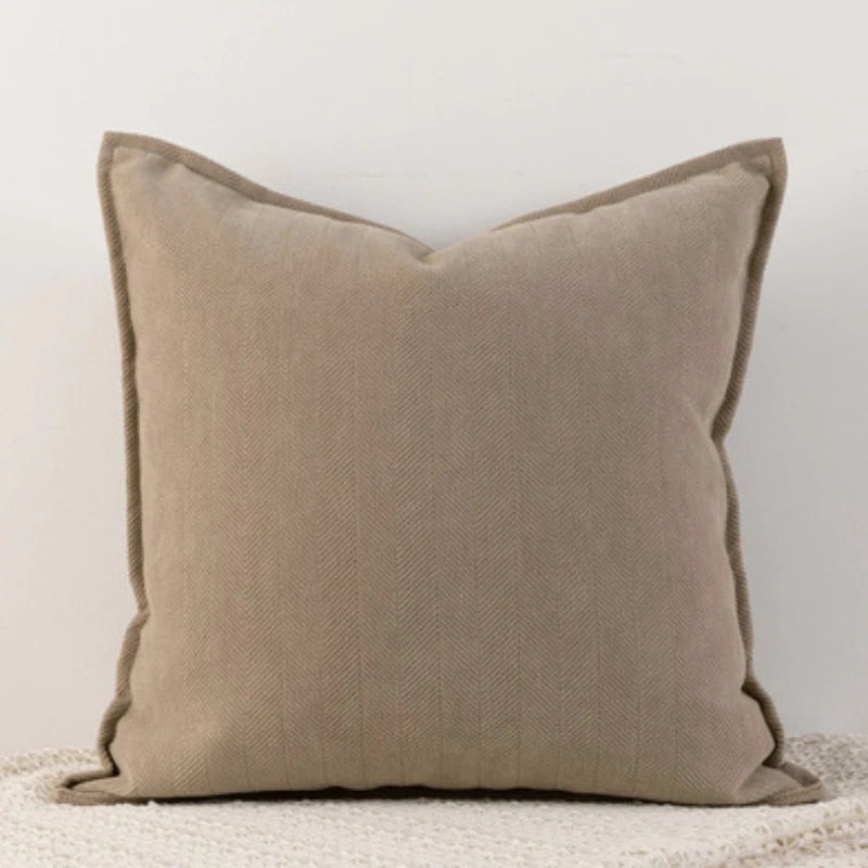 Alden Thickened Solid Cushion Cover - Milk Tea Ash