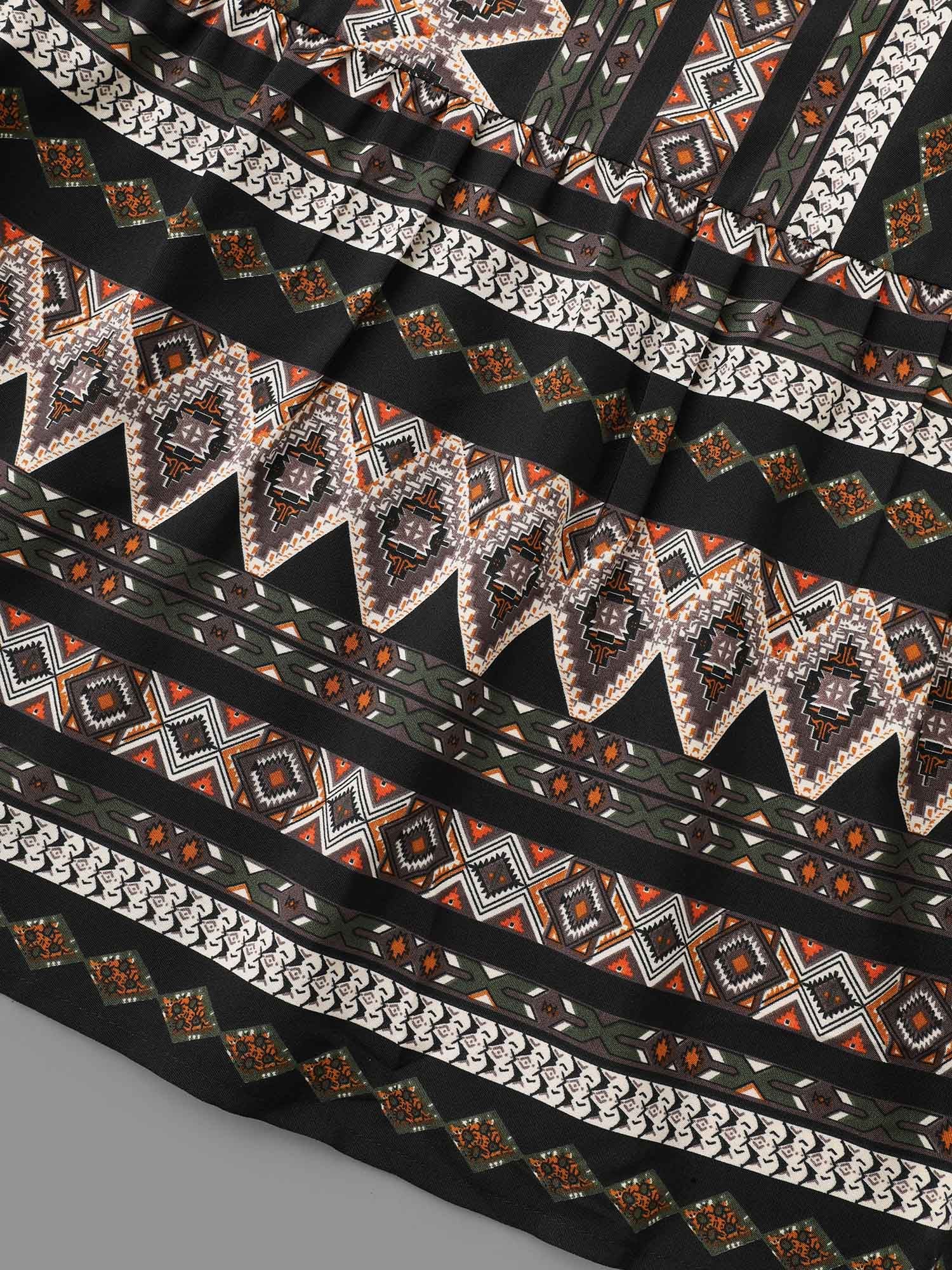 Bandana Lantern Sleeve Ruffle Hem Dress