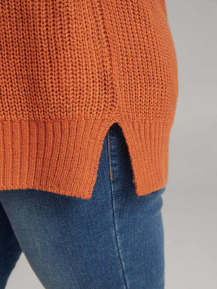 Colorblock Split Side Drop Shoulder Pullover