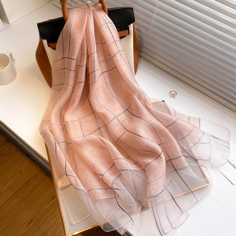 Women's Elegant Stripe Silk Fleece Silk Scarves