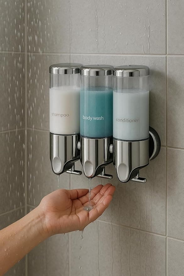 STAINLESS STEEL TRIPLE WALL MOUNT SOAP DISPENSER SET