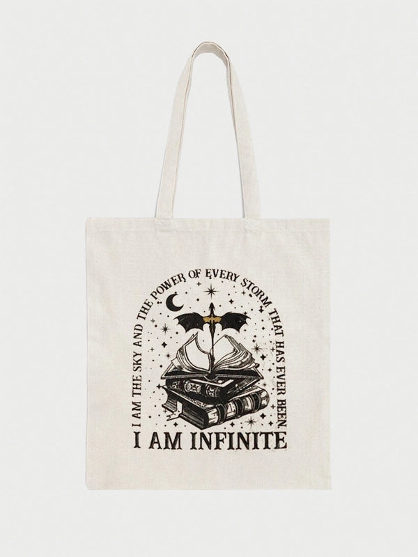 Women's Large Cotton Printing Animal Letter Vintage Style Square Open Shoulder Bag