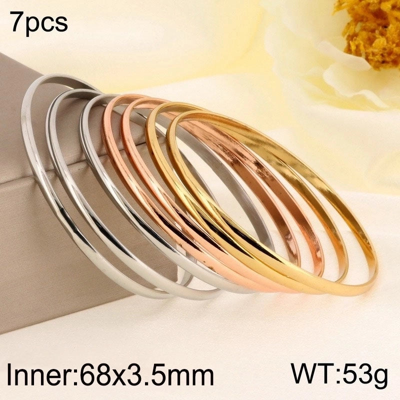 Minimalist Solid Color 304 Stainless Steel 18K Gold Plated Bangle In Bulk