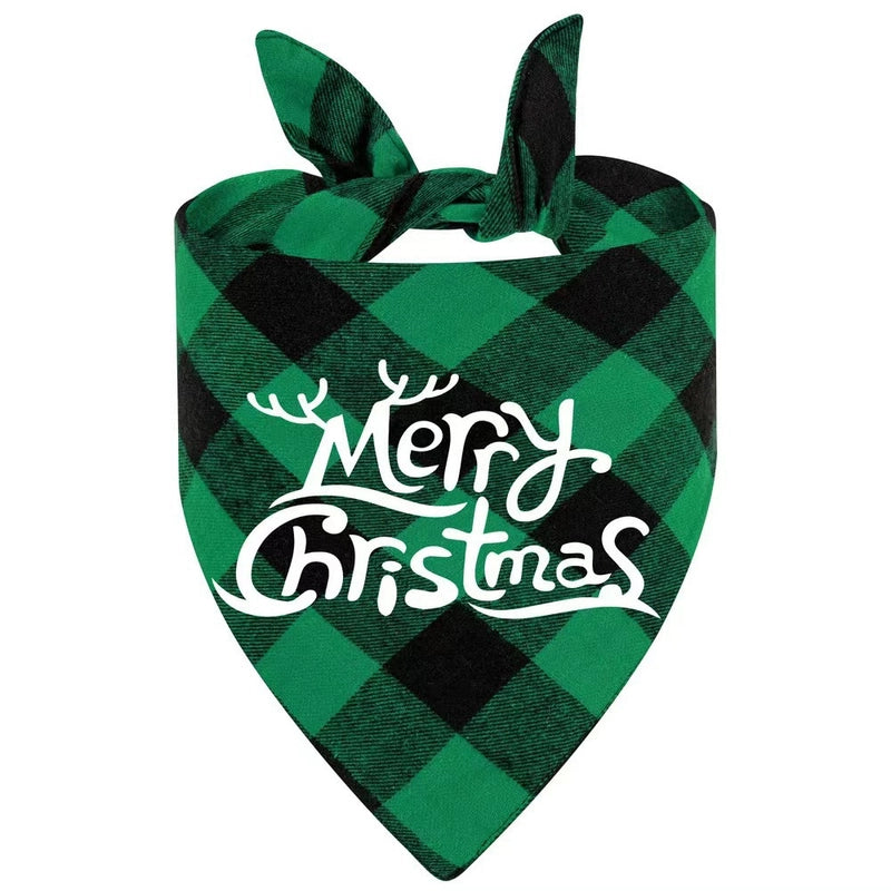 Minimalist Classic Style Polyester Christmas Santa Claus Letter Lattice Pet Saliva Towel