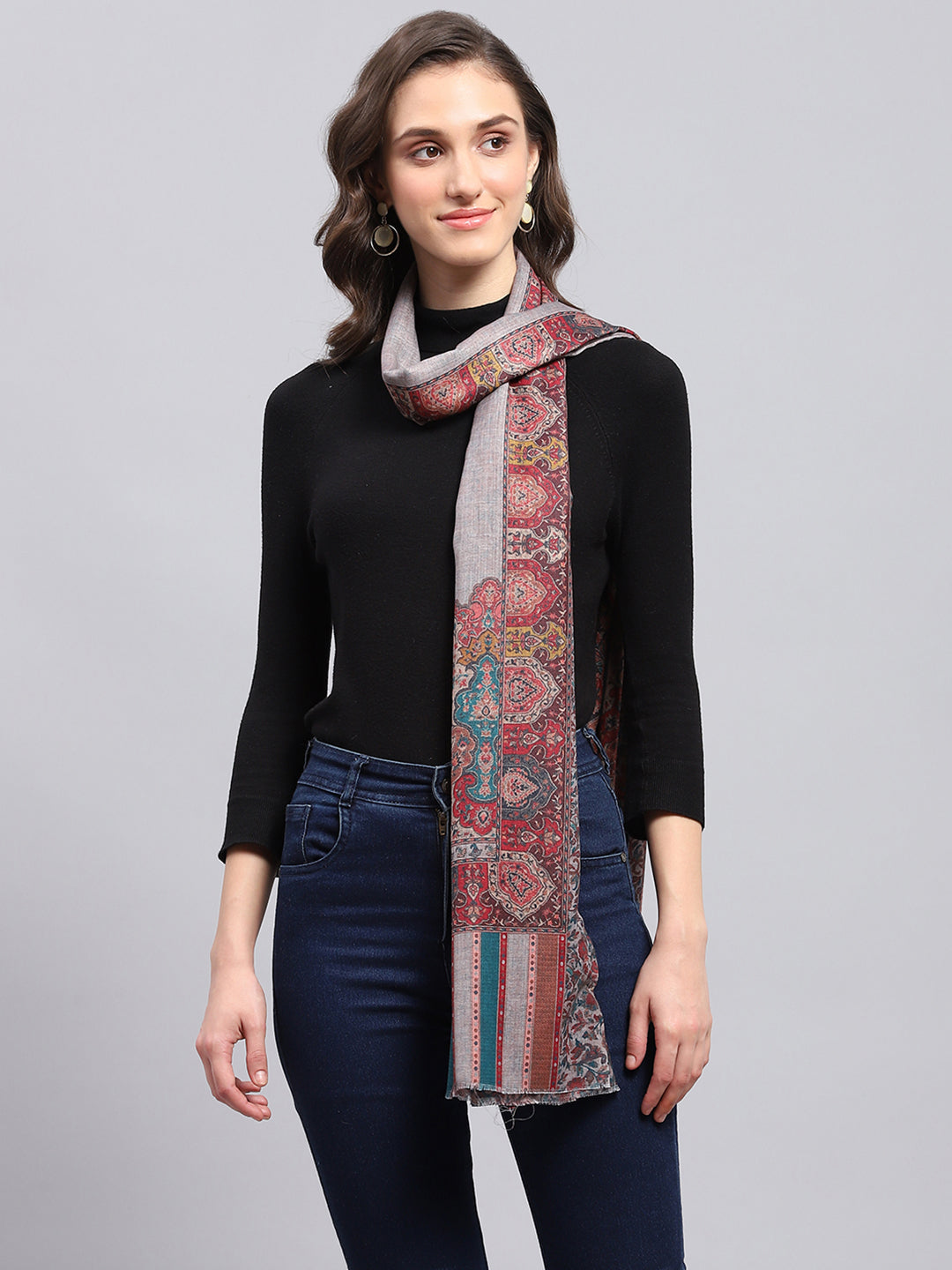 Women Multicolor Self Design Stole