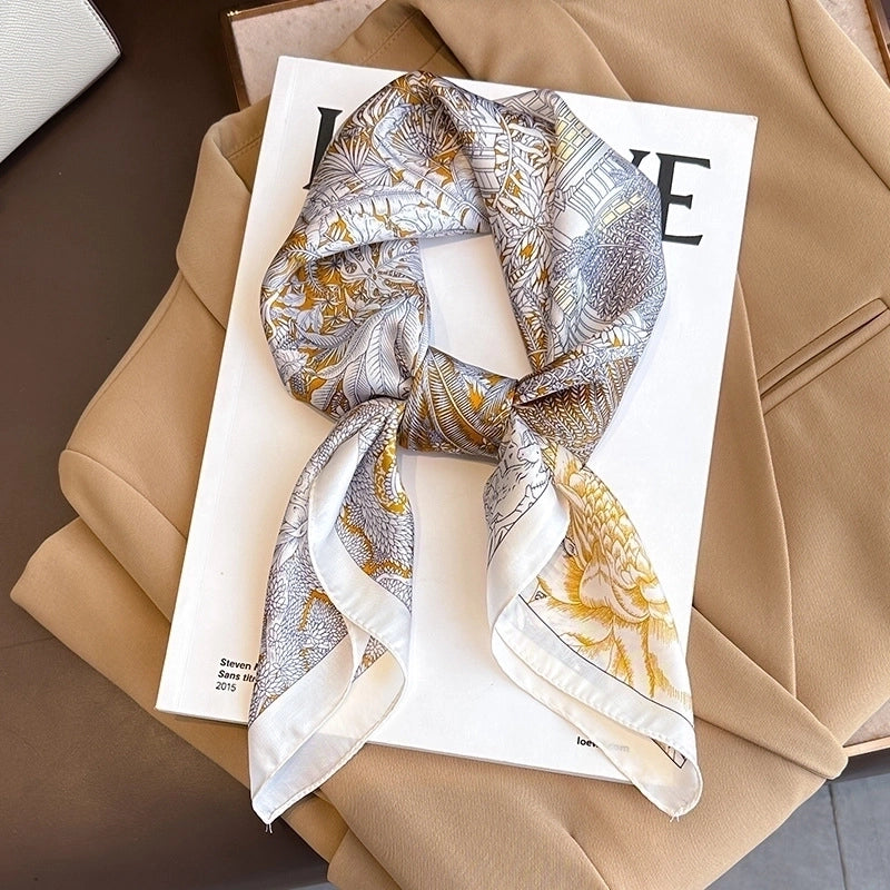 Women's Elegant Flower South  Satin Silk Scarves