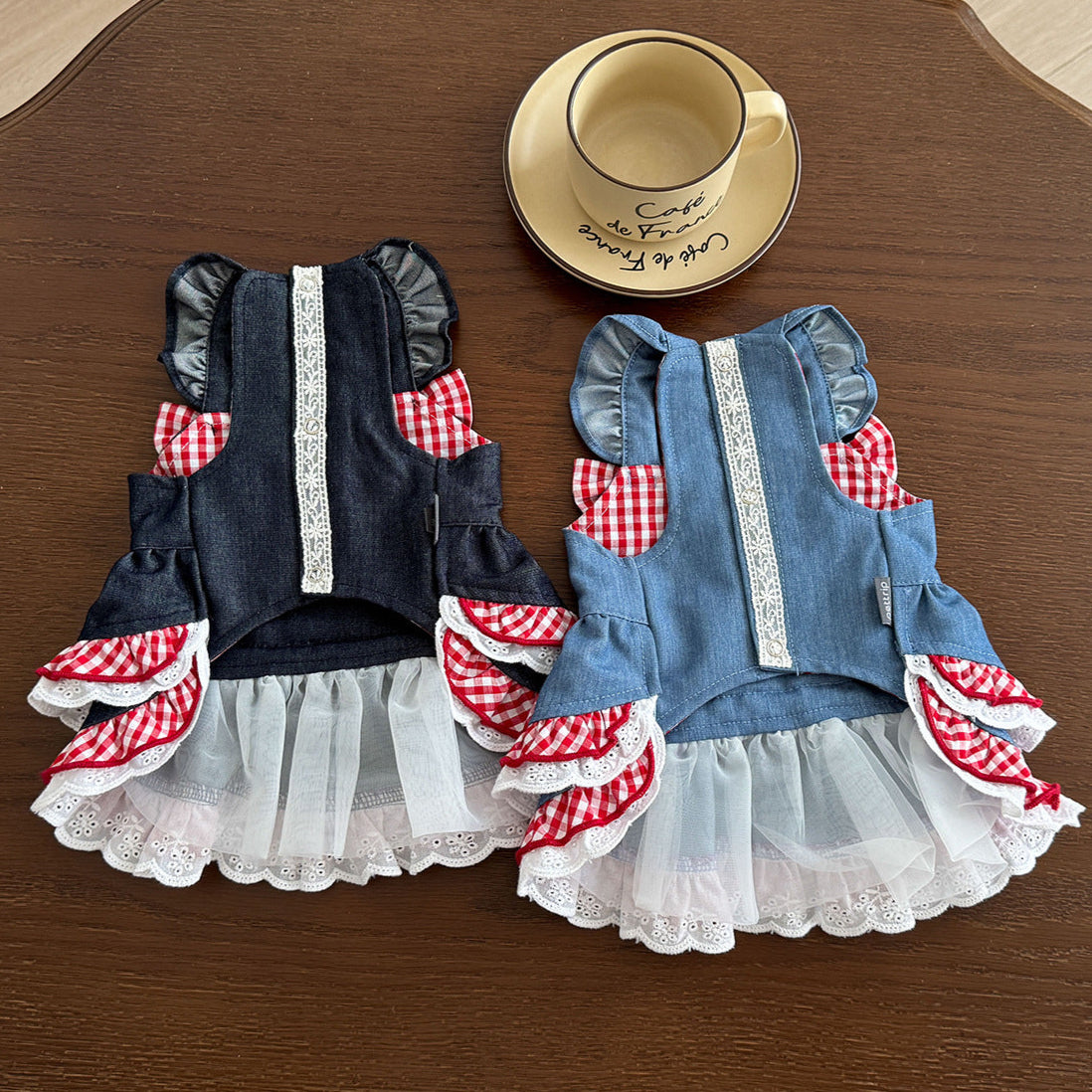 Sweet Strawberry Pattern Denim Dog Cat Dress