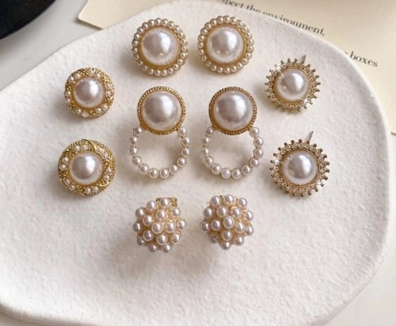 1 Pair Minimalist Round Inlay Alloy Zircon Ear Studs