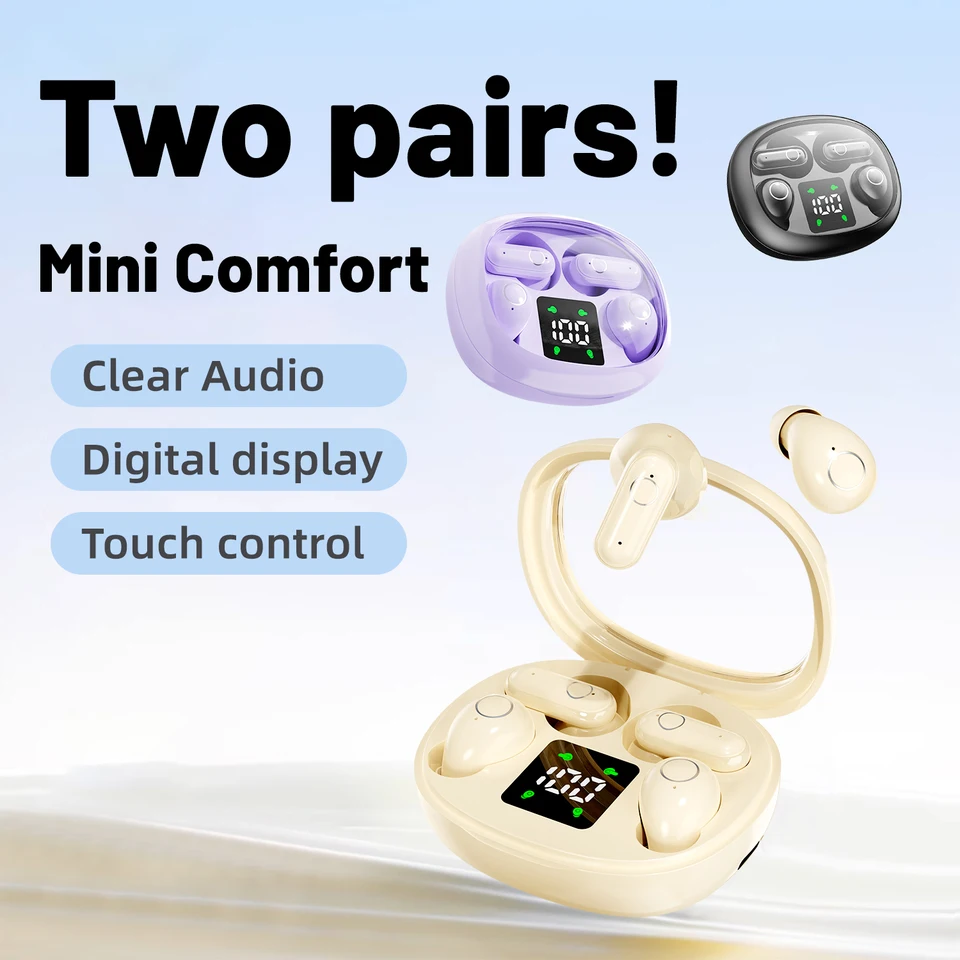 Ultra Small Headphones Bluetooth 5.4 Earphones Wireless Heasets HIFI HD Call Noise Reduction Earphone Sleep Sports Dual Earbuds