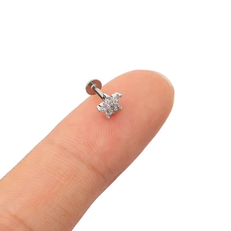 1 Piece Lip Rings Minimalist Classic Style Heart Shape Crown 316L Stainless Steel  Plating Inlay Zircon K Gold Plated Lip Rings Ear Cartilage Rings & Studs