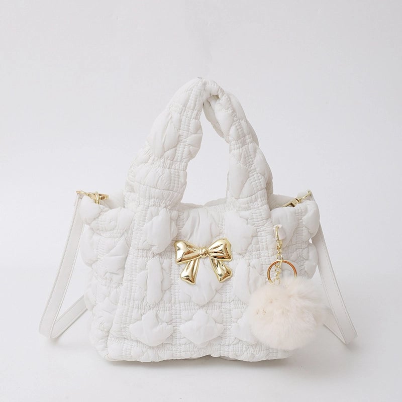 Women's Small Nylon Solid Color Bow Knot Streetwear Square Magnetic Buckle Shoulder Bag Handbag