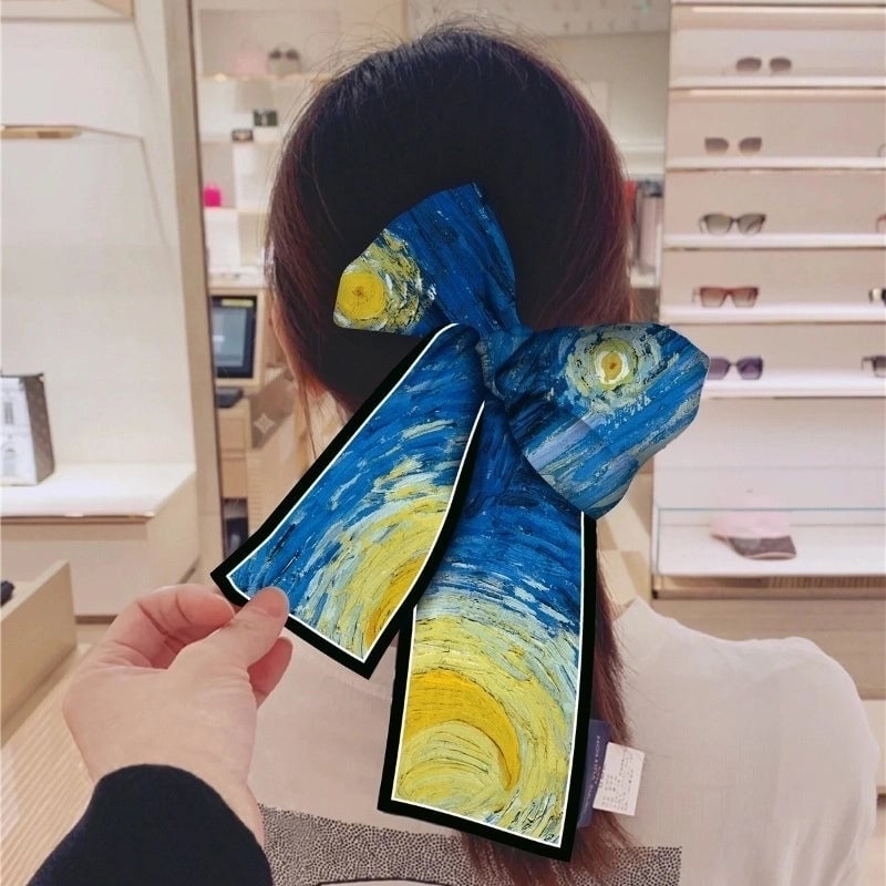 Women's Artistic Oil Painting Polyester Silk Scarf