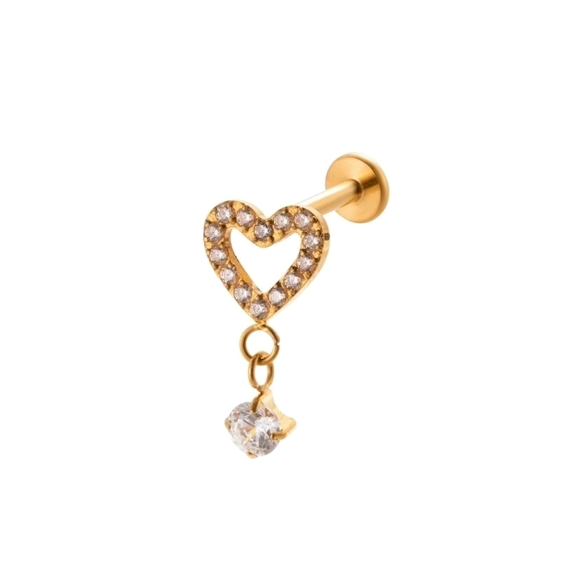 1 Piece Ear Cartilage Rings & Studs IG Style Vintage Style Leaves Heart Shape Bee Pure Titanium Plating Inlay Zircon