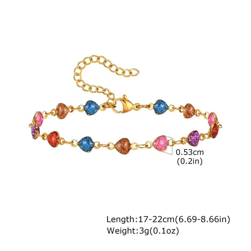 Vacation Beach Sweet Cherry Heart Shape Flower 201 Stainless Steel 18K Gold Plated Bracelets In Bulk