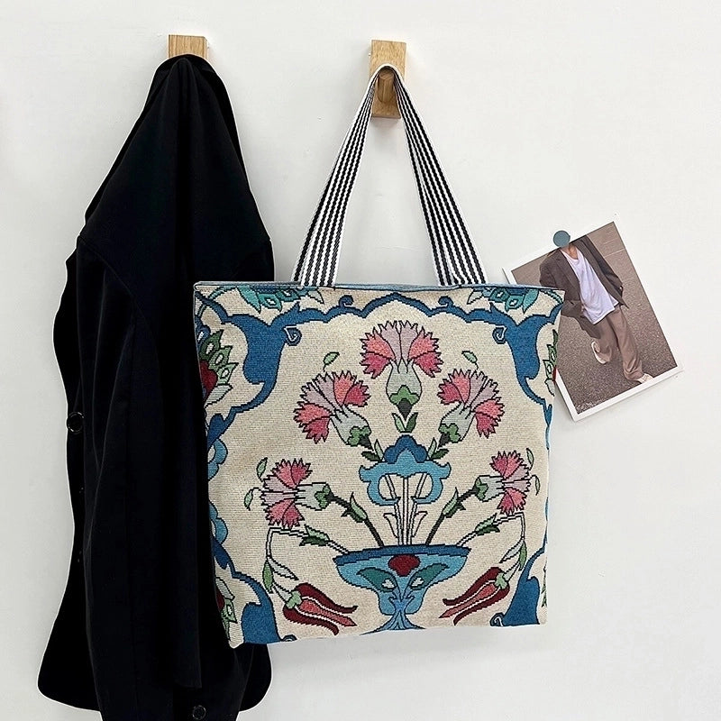 Women's Large All Seasons Nylon Animal Cartoon Cute Square Zipper Tote Bag