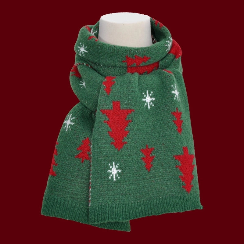 Women's Casual Christmas Tree Snowflake Cotton Acrylic Scarf