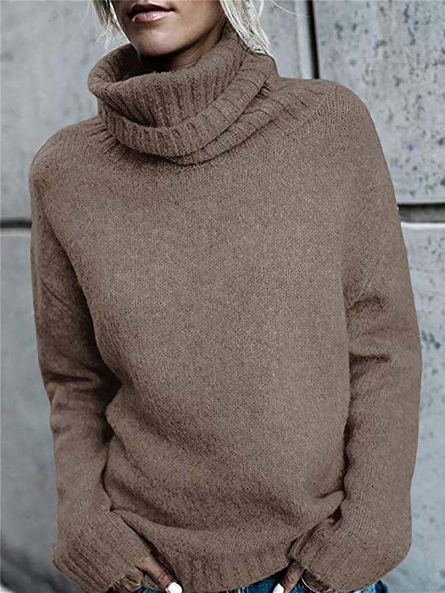 Solid Color Turtleneck Long Sleeve Sweater(6 colors)