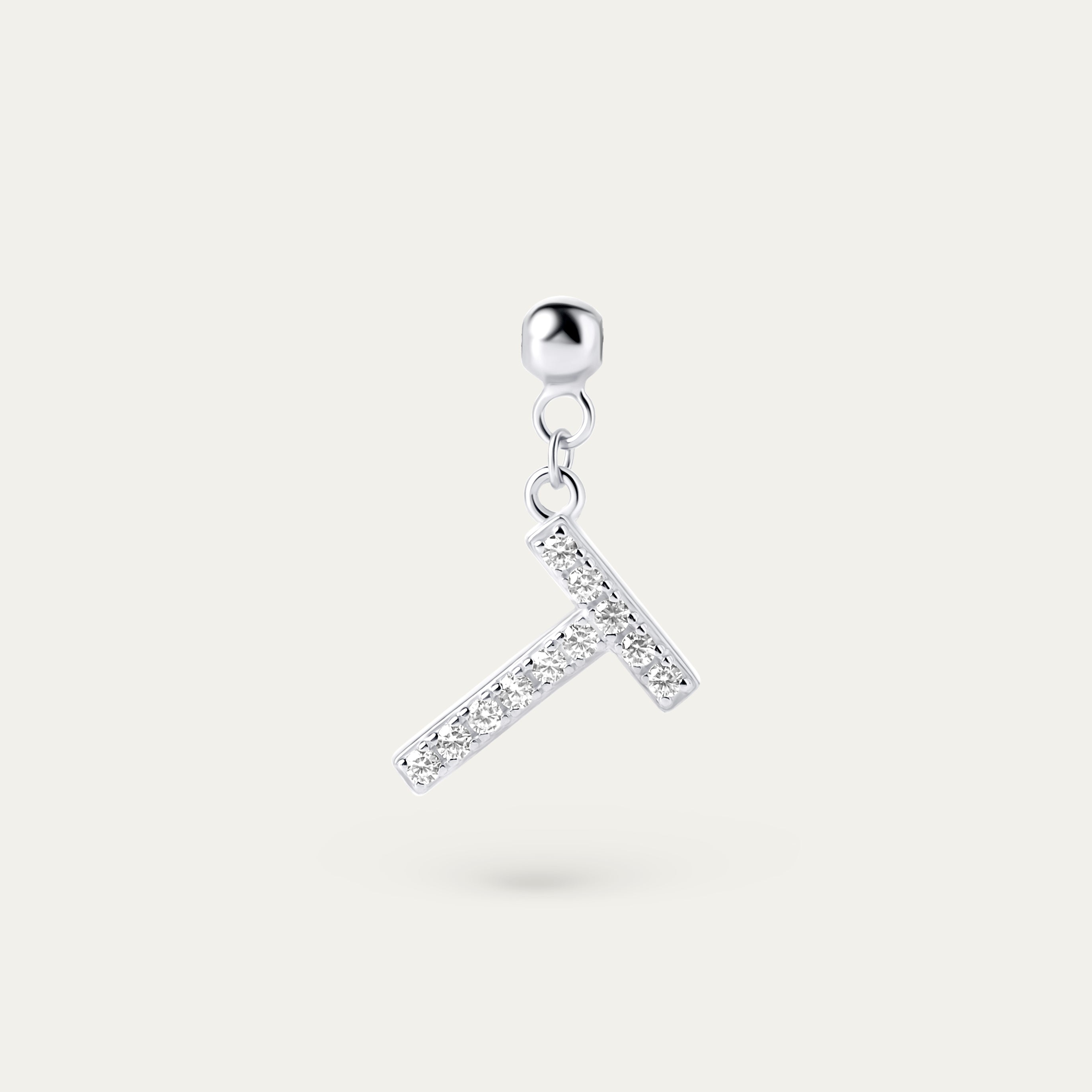 Onoma T CZ Charm (925 Sterling Silver)