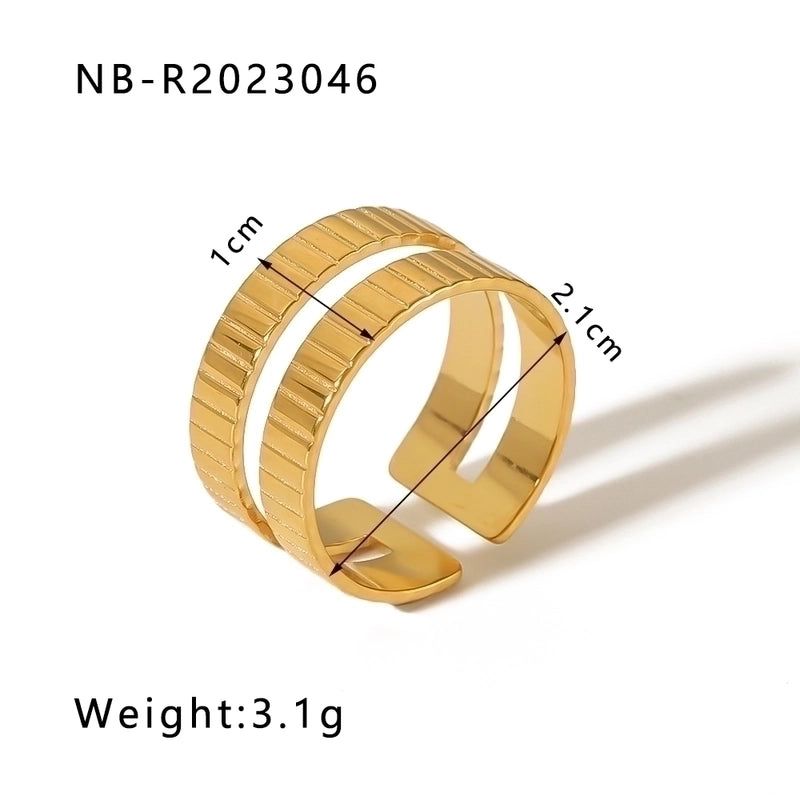 Stainless Steel 18K Gold Plated IG Style Basic Minimalist Plating Four Leaf Clover Heart Shape Flower Open Rings