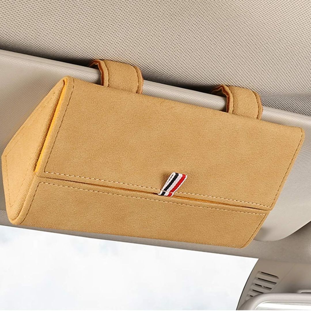 Suede Leather Car Sunglass Holder