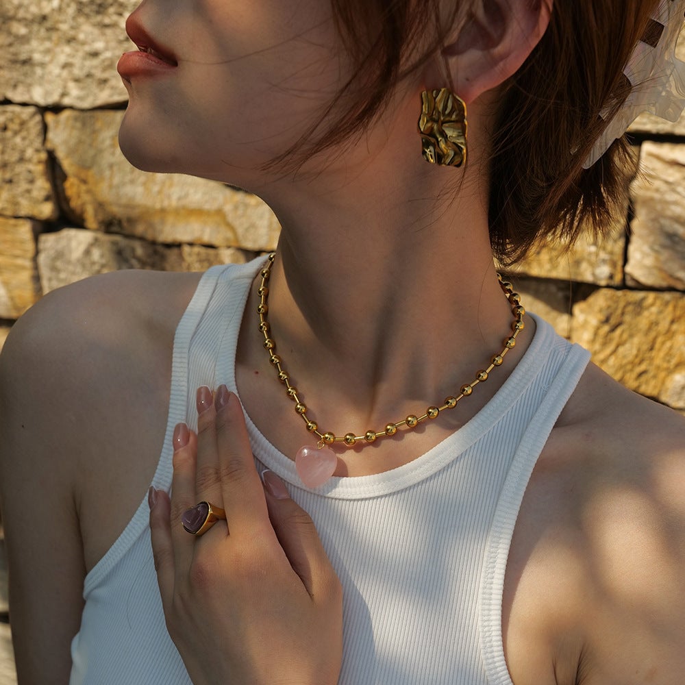 IG Style Heart Geometric Stainless Steel 18K Gold Plated Necklaces