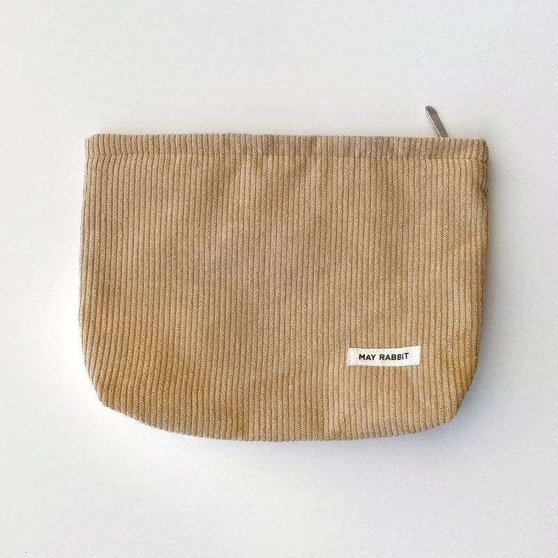 Women's Corduroy Letter Solid Color Basic Square Zipper Cosmetic Bag Clutch Bag