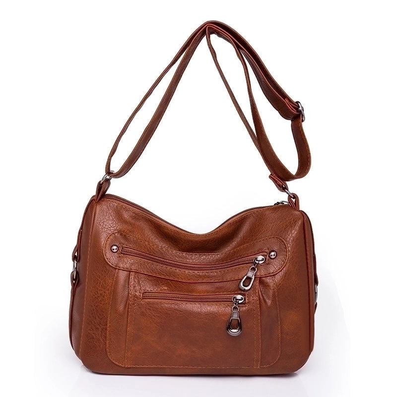 Women's Pu Leather Solid Color Vintage Style Square Zipper Square Bag