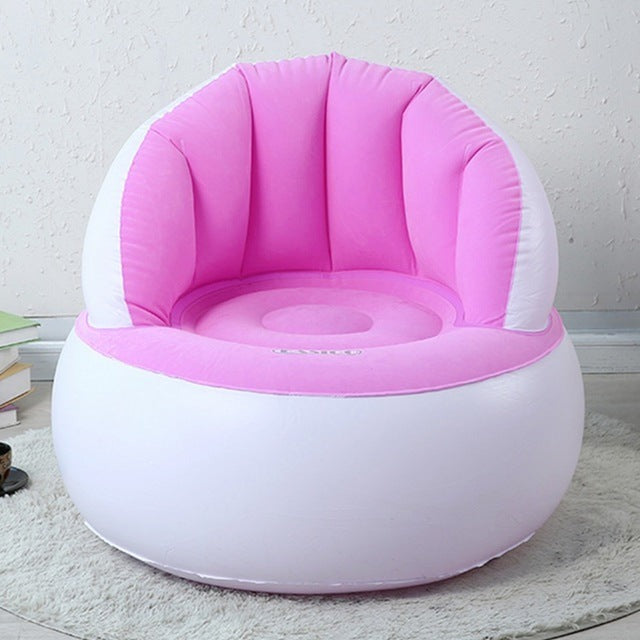 Comfortable Chair Pouf with Backrest.Inflatable Chair Sofa Cushion for Kids.Portable.Single Flocked Lightweight Camping Relaxing Seat