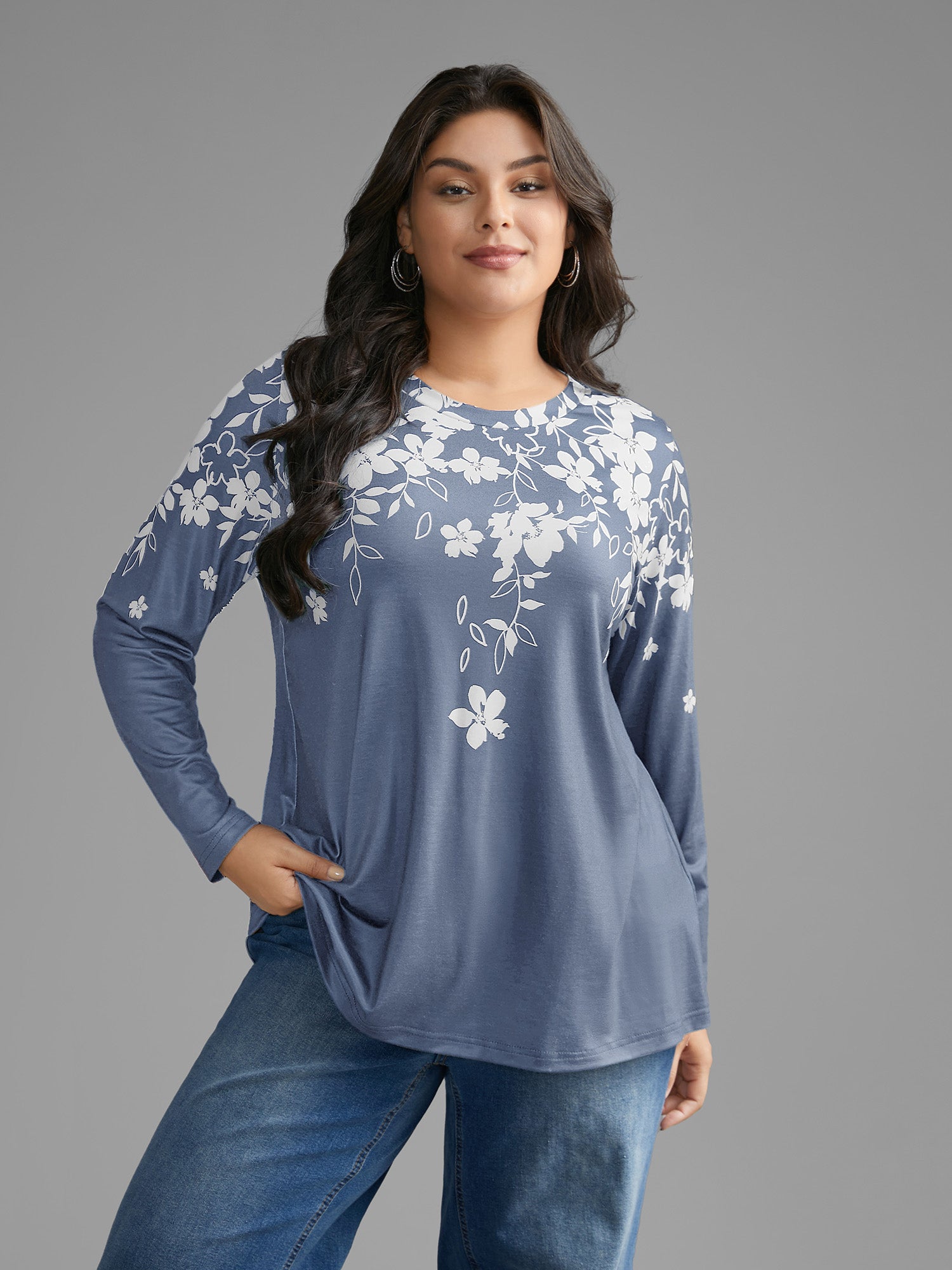 Round Neck Boho Print T-Shirt