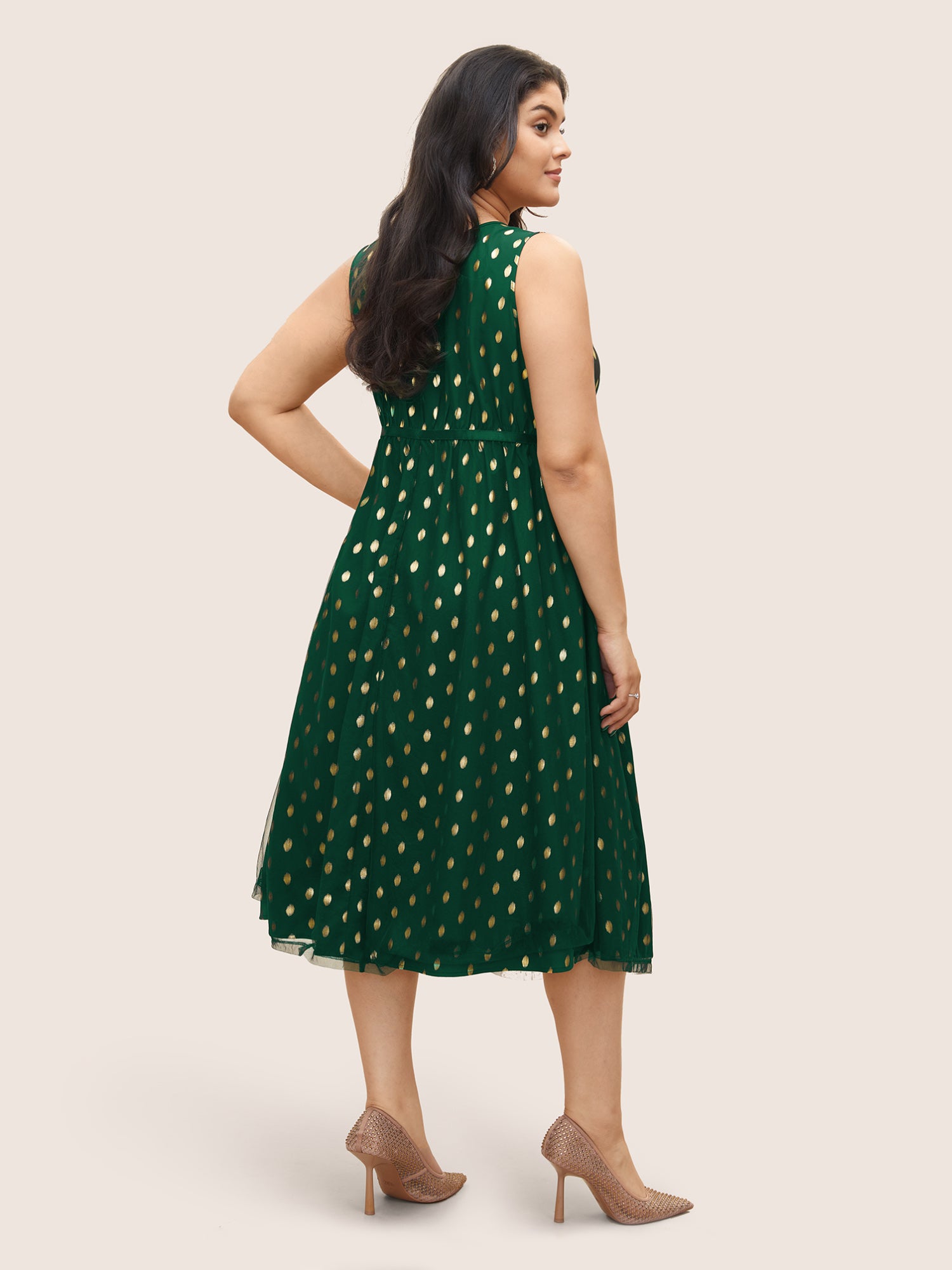 Glitter Polka Dot Pocket Patchwork Tank Dress