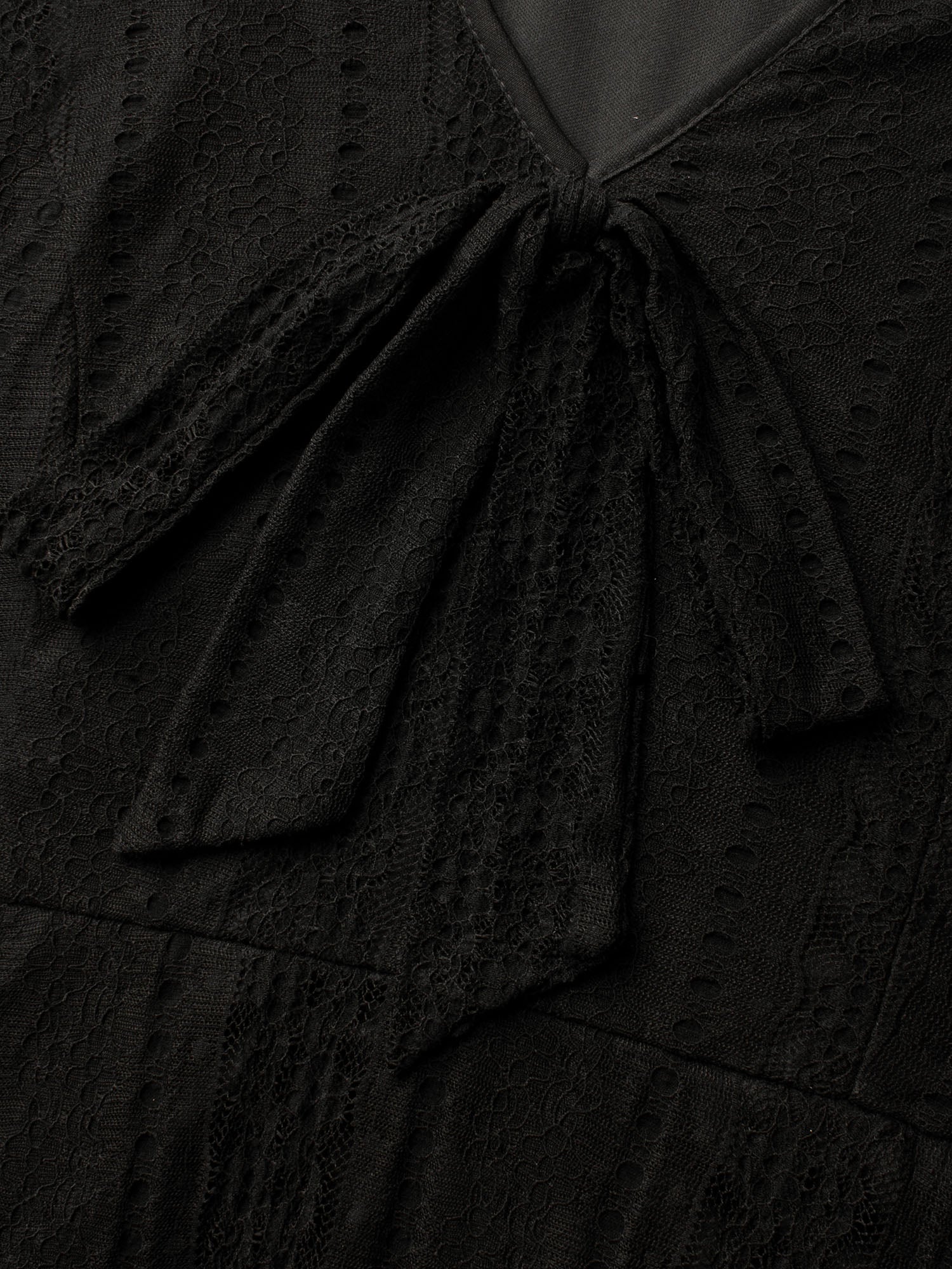 Textured Lace Panel Bell Sleeve Dress