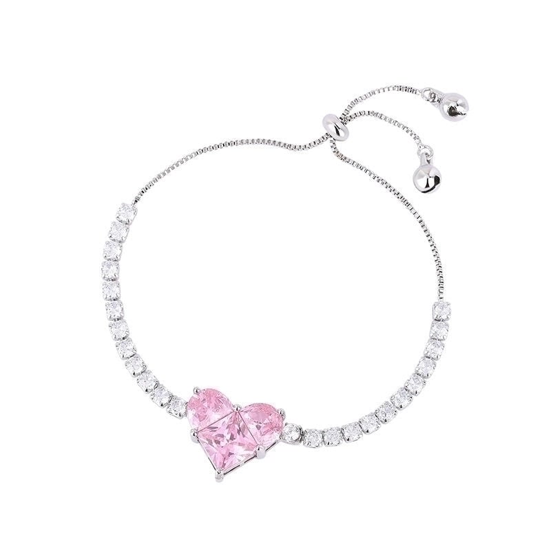 Sweet Heart Shape Bow Knot Key Copper Plating Inlay Zircon Bracelets