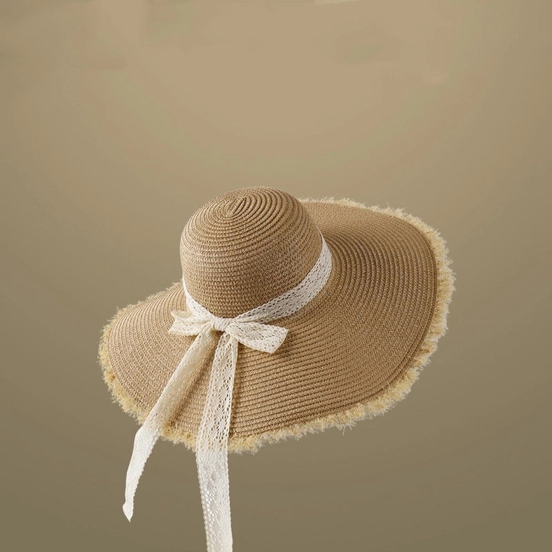Women's Vacation Minimalist Letter Solid Color Big Eaves Straw Hat