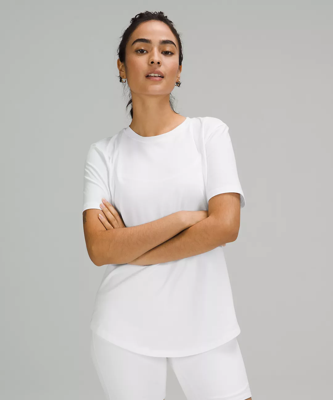Love Curved-Hem Crewneck T-Shirt