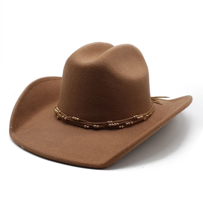 Unisex Retro Cowboy Style Tassel Big Eaves Fedora Hat