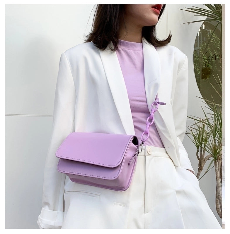 Women's Medium Pu Leather Solid Color Vintage Style Classic Style Magnetic Buckle Crossbody Bag