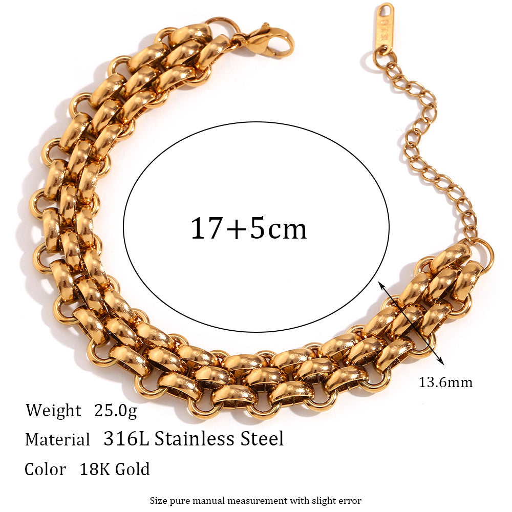 Minimalist Quadrilateral Stripe Geometric Stainless Steel 18K Gold Plated Necklaces