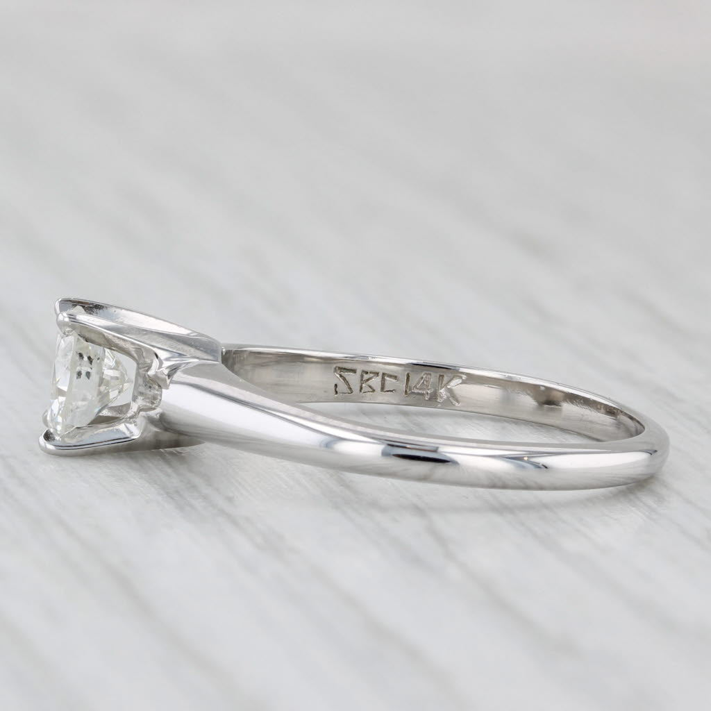 0.64ct Round Solitaire Diamond Engagement Ring 14k White Gold Size 6.75