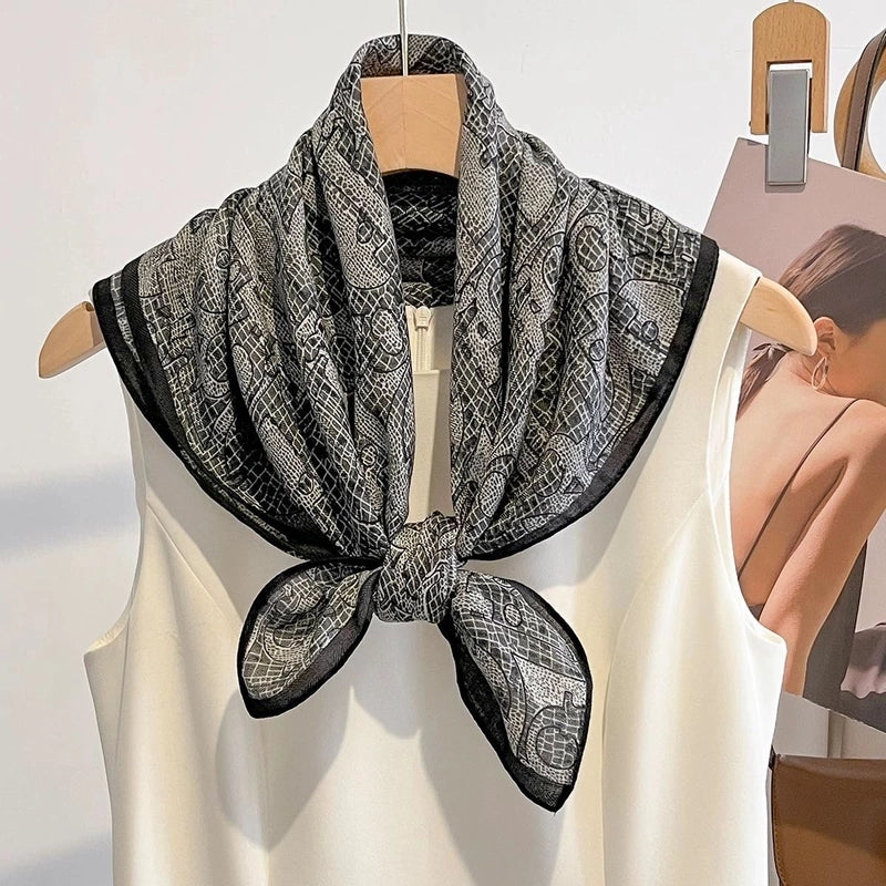 Women's Elegant Flower Polyester Silk Scarf